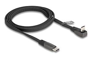 DELOCK καλώδιο USB-C 80751, 60W, flat, γωνιακό, 480 Mbps, 1m, μαύρο 80751