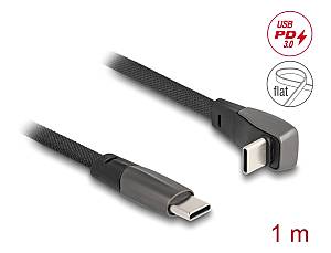 DELOCK καλώδιο USB-C 80751, 60W, flat, γωνιακό, 480 Mbps, 1m, μαύρο 80751