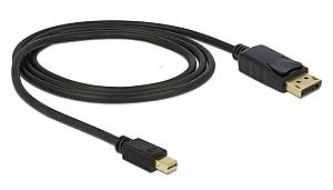 DELOCK καλώδιο mini DisplayPort σε DisplayPort 82698, 4K/60Hz, 21.6 Gbps, 1m, μαύρο 82698