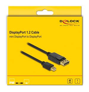 DELOCK καλώδιο mini DisplayPort σε DisplayPort 82698, 4K/60Hz, 21.6 Gbps, 1m, μαύρο 82698