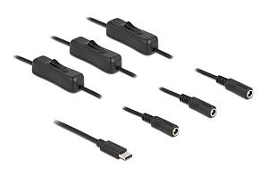 DELOCK καλώδιο USB Type-C σε 3x DC 5.5 x 2.1mm 86801, 1m, μαύρο 86801