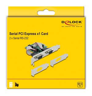 DELOCK κάρτα επέκτασης PCIe σε 2x RS-232 90007, 921.6Kbps 90007
