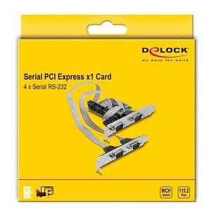 DELOCK κάρτα επέκτασης PCIe σε 4x RS-232 90410, 115.2Kbps 90410