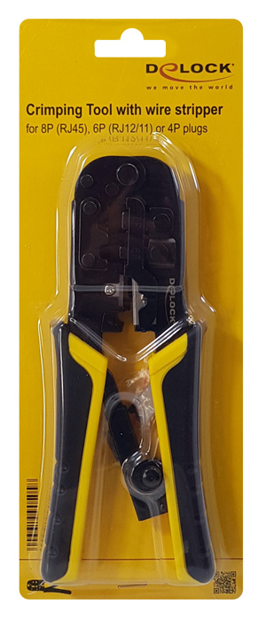 DELOCK εργαλείο πτύχωσης με απογυμνωτή καλωδίων RJ45/12/11 90505, 8+6+4P 90505