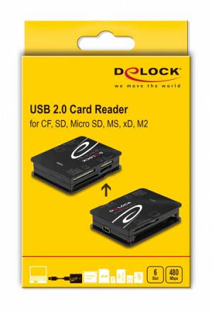 DELOCK card reader 91007 για Micro SD/SD/CF/MS/xD/M2, μαύρο 91007