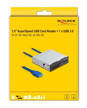 DELOCK USB 19-pin card reader 91759, CF/SD/micro SD/xD/MS/M2/USB, 5Gbps 91759