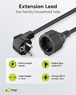GOOBAY μπαλαντέζα προέκταση ρεύματος 93094, schuko, 3x 1.5mm², 5m, μαύρη 93094