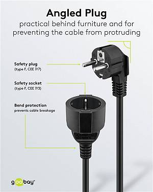 GOOBAY μπαλαντέζα προέκταση ρεύματος 93094, schuko, 3x 1.5mm², 5m, μαύρη 93094