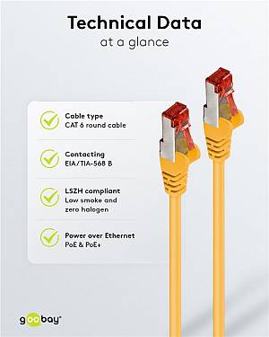 GOOBAY καλώδιο δικτύου 93210, CAT 6 S/FTP, copper, 250MHz, 0.25m, κίτρινο 93210