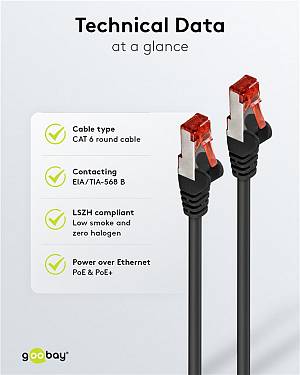 GOOBAY καλώδιο δικτύου 93215, CAT 6 S/FTP, copper, 250MHz, 0.25m, μαύρο 93215