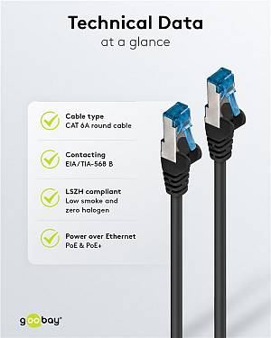 GOOBAY καλώδιο δικτύου 93787, CAT 6A S/FTP, 500MHz, copper, 3m, μαύρο 93787