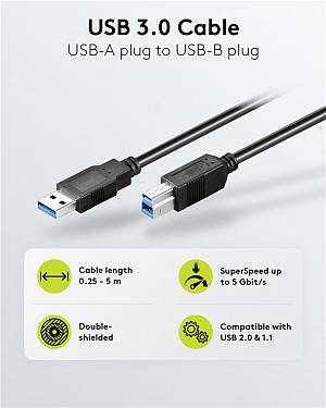 GOOBAY καλώδιο USB 3.0 σε USB Type B 95719, 1m, 5Gbps, μαύρο 95719