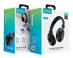 CELEBRAT headphones A36, ασύρματα & ενσύρματα, micro SD, 40mm, 250mAh, μαύρα A36-BK