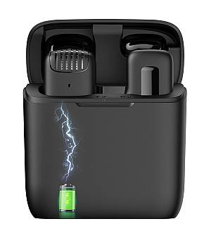 APEXEL ασύρματο μικρόφωνο APL-MIC007 με θήκη φόρτισης, USB-C, 2.4GHz, μαύρο APL-MIC007