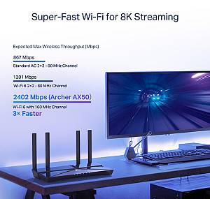 TP-LINK router Archer AX50, WiFi 6, 3000Mbps AX3000, Ver. 1.0 ARCHER-AX50