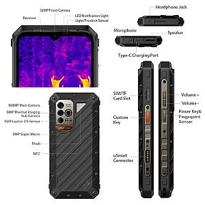 ULEFONE smartphone Power Armor 18T Ultra, 6.58, 12/512GB, 5G, 9600mAh, IP68/IP69K, μαύρο ARMOR18TU-BK