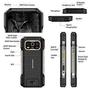 ULEFONE smartphone Armor 27, 6.78, 12/256GB, 10600mAh, IP68/IP69K, μαύρο ARMOR27-BK
