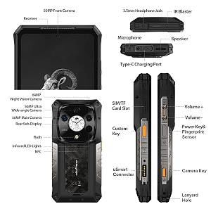 ULEFONE smartphone Armor 28 Pro, 6.67 & 1.04, 16/512GB, 5G, 10600mAh, IP68/IP69K/MIL-STD-810H, μαύρο ARMOR28PRO-BK