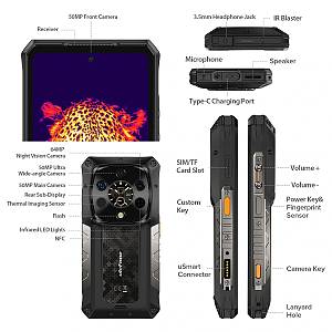 ULEFONE smartphone Armor 28 Ultra Thermal, 6.67 & 1.04, 16/1TB, 5G, 10600mAh, IP68/IP69K, μαύρο ARMOR28UTH-BK