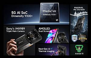 ULEFONE smartphone Armor 28 Ultra Thermal, 6.67 & 1.04, 16/1TB, 5G, 10600mAh, IP68/IP69K, μαύρο ARMOR28UTH-BK