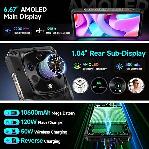 ULEFONE smartphone Armor 28 Ultra Thermal, 6.67 & 1.04, 16/1TB, 5G, 10600mAh, IP68/IP69K, μαύρο ARMOR28UTH-BK