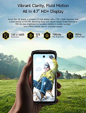 ULEFONE smartphone Armor Mini 20, 4.7, 8/256GB, 4G, 6200mAh, IP68/IP69K, μαύρο ARMORMINI20-BK