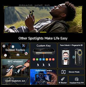 ULEFONE smartphone Armor Mini 20, 4.7, 8/256GB, 4G, 6200mAh, IP68/IP69K, μαύρο ARMORMINI20-BK