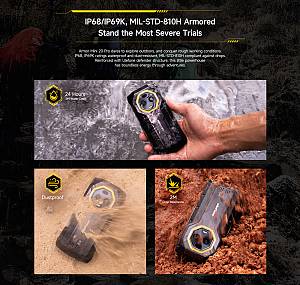 ULEFONE smartphone Armor Mini 20 Pro, 4.7, 8/256GB, 5G, 6200mAh, IP68/IP69K, μαύρο ARMORMINI20PRO-BK