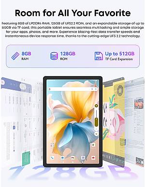 CHUWI tablet AuPad, 10.95, 8/128GB, 4G, Android 14, 7000mAh, γκρι AUPAD