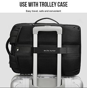 ARCTIC HUNTER τσάντα πλάτης B00345 με θήκη laptop 15.6, USB, 19-32L, μαύρη B00345-BK