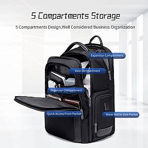 ARCTIC HUNTER τσάντα πλάτης B00544 με θήκη laptop 17, 40L, USB, μαύρη B00544-BK