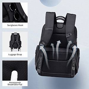 ARCTIC HUNTER τσάντα πλάτης B00544 με θήκη laptop 17, 40L, USB, μαύρη B00544-BK