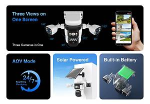 VSTARCAM smart ηλιακή κάμερα BG621SR, triple lens, 2MP, 4G, SD, PTZ, IP66 BG621SR