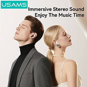 USAMS earphones με θήκη φόρτισης E05, True Wireless, BT 6.0, λευκό BHE0502