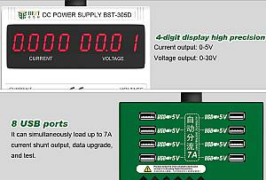 BEST Power supply BST-305D, 30V/5A, AC/DC, 8x USB BST-305D