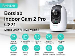 BOTSLAB smart κάμερα C221, 5MP/3K, WiFi, 360° PTZ, SD C221