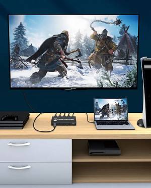 HDMI switch CAB-H149 με τηλεχειριστήριο, 4 σε 1, 8K/60Hz, μαύρο CAB-H149