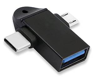 POWERTECH αντάπτορας USB σε USB-C & micro USB CAB-UC090, 5Gbps, μαύρος CAB-UC090