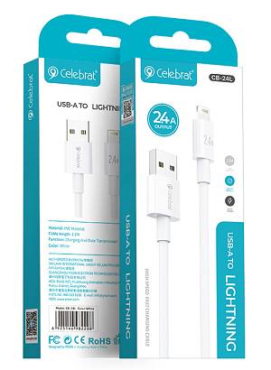 CELEBRAT καλώδιο Lightning σε USB CB-24L, 2.4A, 1.2m, λευκό CB-24L