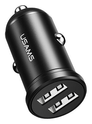 USAMS φορτιστής αυτοκινήτου C20, 2x USB, 2.4A, μαύρος CC114TC01