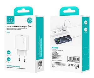 USAMS φορτιστής τοίχου CC226, USB-C, 20W, λευκός CC226TC01