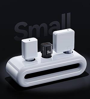 USAMS φορτιστής τοίχου CC263, USB & USB-C, 30W, GaN, λευκός CC263TC02
