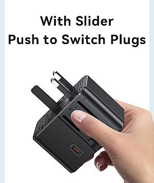 USAMS φορτιστής/αντάπτορας πρίζας CC309, USB & 2x USB-C, universal, 25W, μαύρος CC309TC01