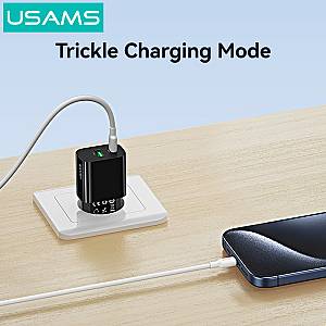USAMS φορτιστής τοίχου CC317, USB & USB-C, 33W, GaN, μαύρος CC317TC01