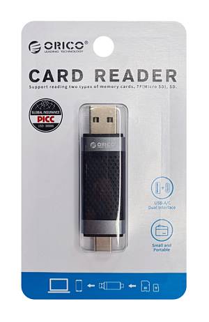 ORICO card reader CD2D-AC3 για SD & Micro SD, USB-C & USB 3.0, μαύρο CD2D-AC3-BK-EP