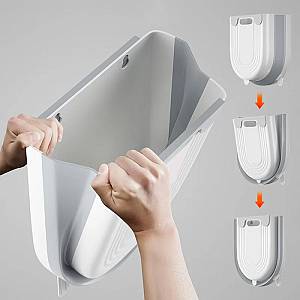 Πτυσσόμενος κάδος απορριμμάτων CLN-0052, 10L, 22.5x16.5x28.5cm, γκρι CLN-0052