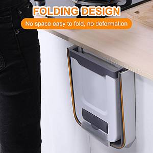 Πτυσσόμενος κάδος απορριμμάτων CLN-0054 με θήκη για σακούλες, 10L, γκρι CLN-0054