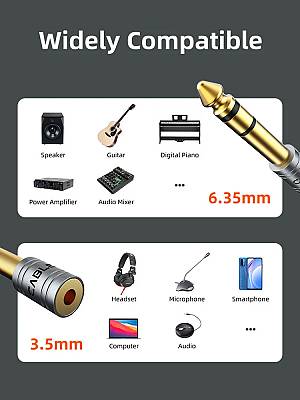 CABLETIME αντάπτορας ήχου 6.3mm σε 3.5mm CT-6M3F-AG, gold plated, γκρι CT-6M3F-AG