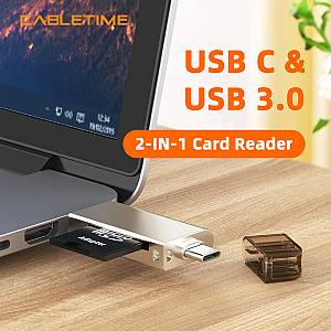 CABLETIME card reader CT-ACMCD2-ZG για SD & micro SD, USB/USB-C σύνδεση, 5Gbps, γκρι CT-ACMCD2-ZG