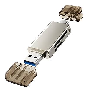 CABLETIME card reader CT-ACMCD2-ZG για SD & micro SD, USB/USB-C σύνδεση, 5Gbps, γκρι CT-ACMCD2-ZG